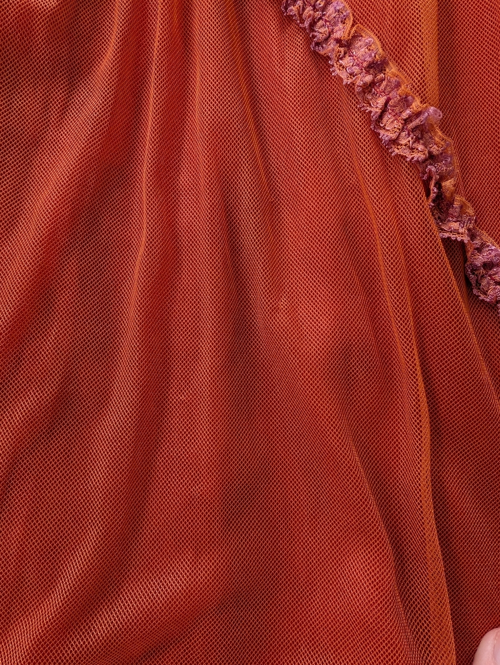 Vintage 70s/80s Prairie Dress Burnt Orange Boho Midi Ruffle Tulle Maxi Dress - Picture 9 of 10